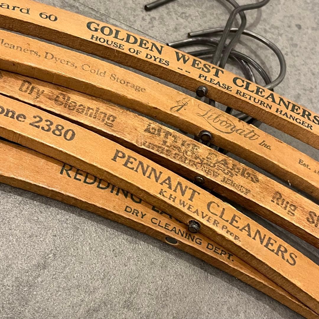 アンティーク ビンテージ クリーニング ハンガー 5本セット 木製 アメリカ