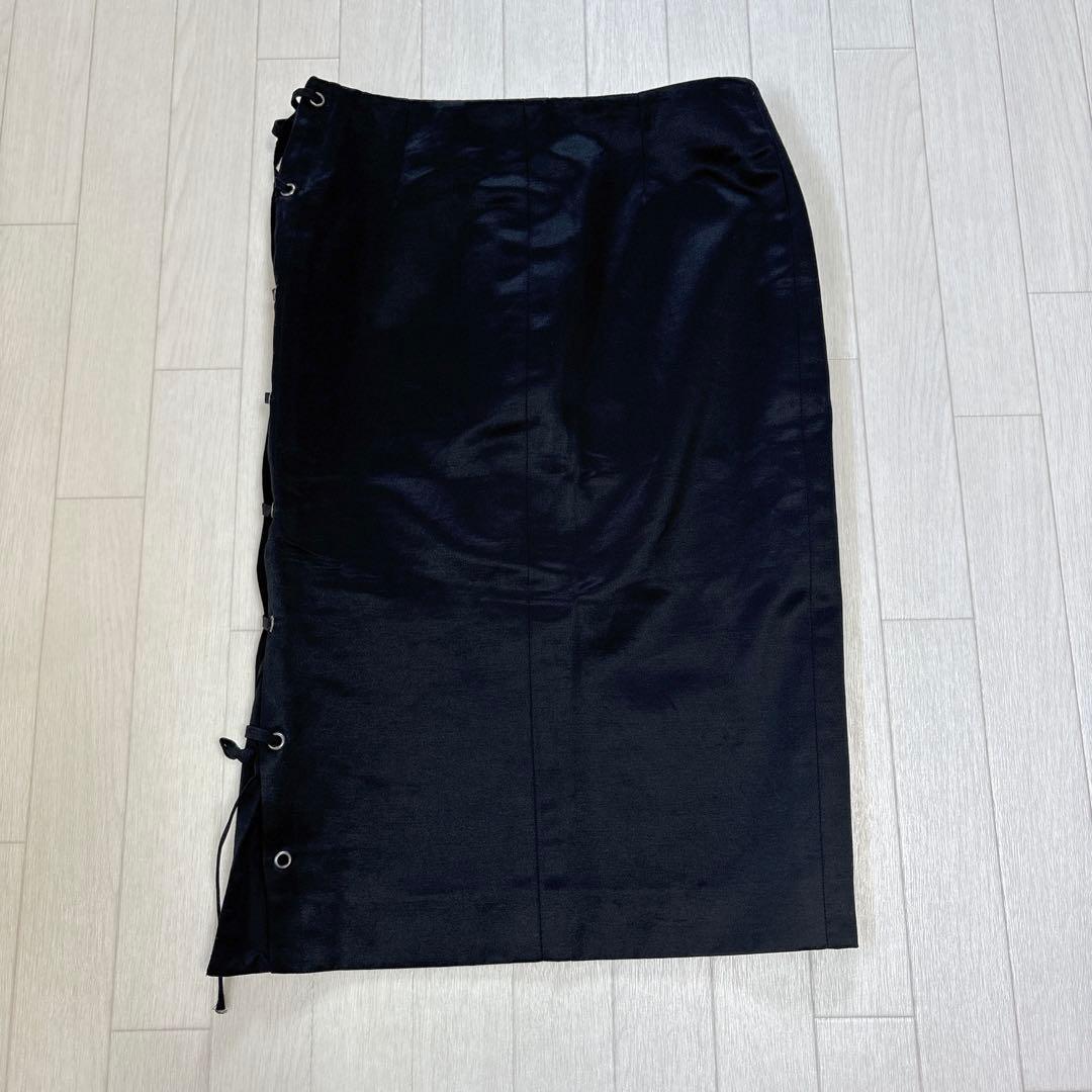 イヴサンローラン リヴゴーシュ トムフォード期 レースアップ タイトスカート 黒