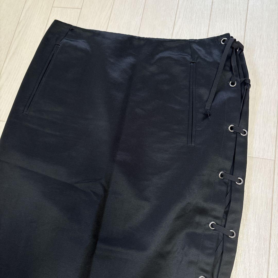 イヴサンローラン リヴゴーシュ トムフォード期 レースアップ タイトスカート 黒