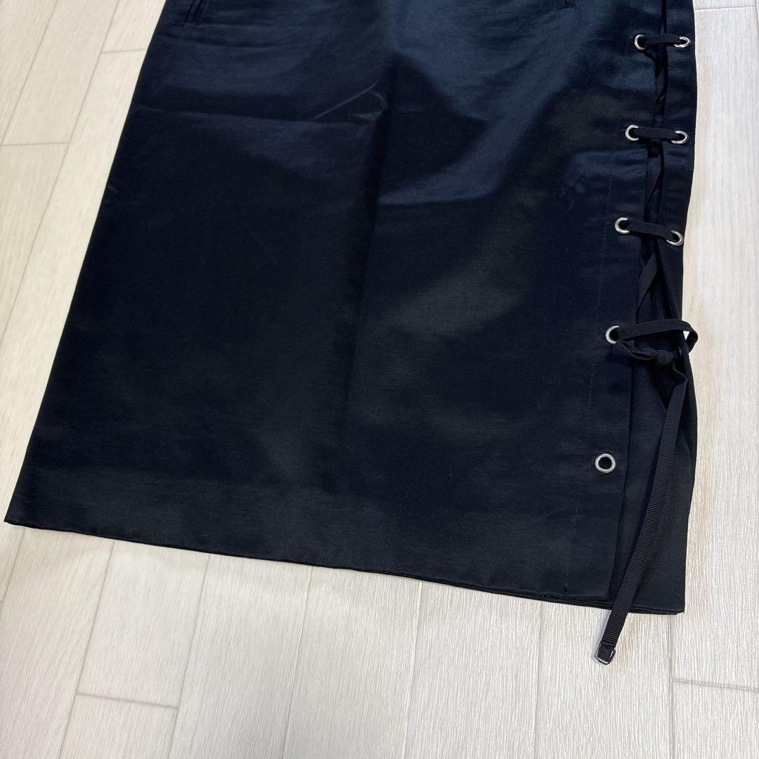 イヴサンローラン リヴゴーシュ トムフォード期 レースアップ タイトスカート 黒