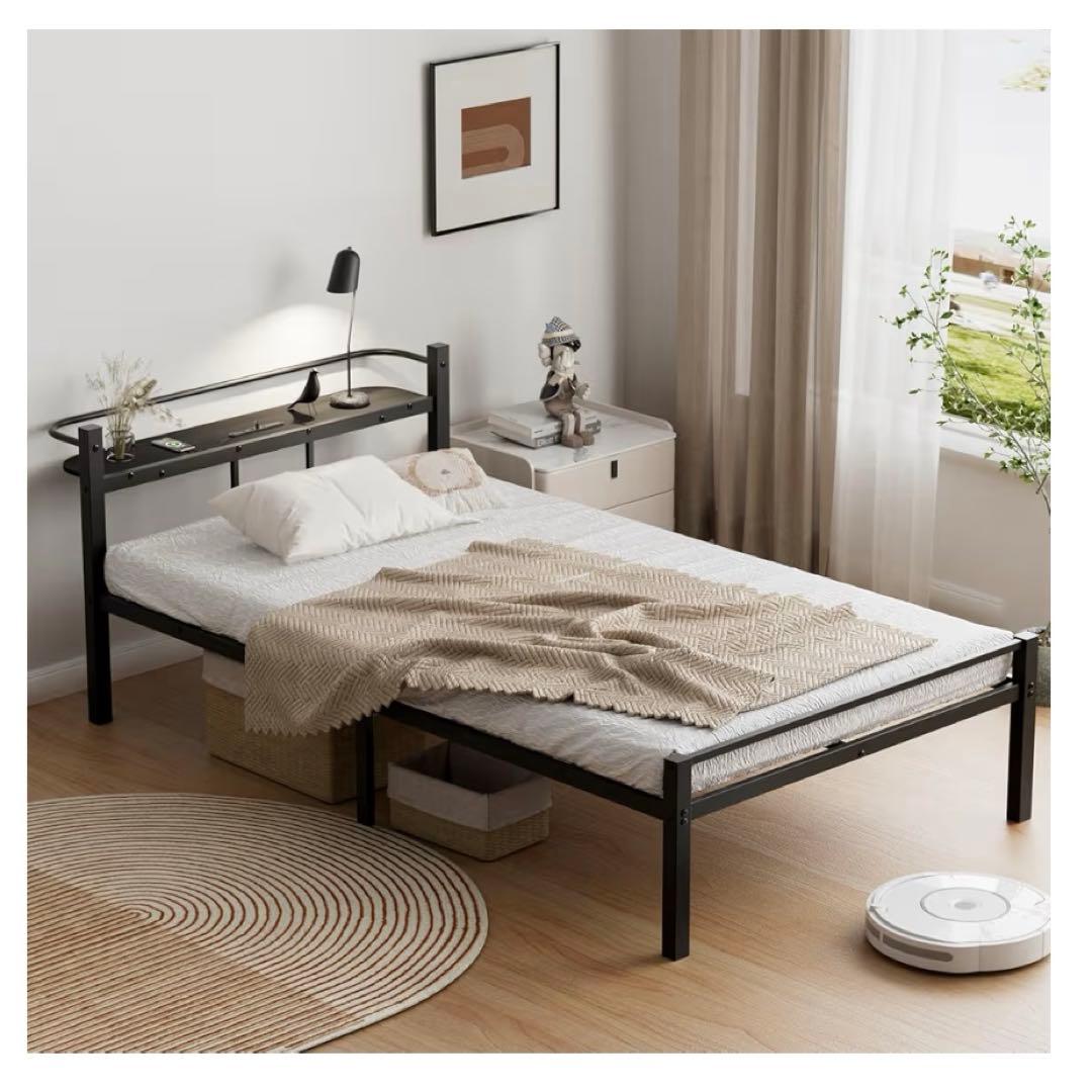 ベッドフレーム セミダブル ベッド 宮棚 2口コンセント