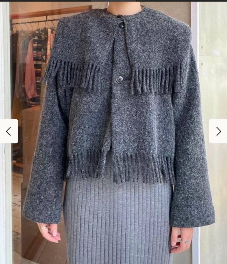 BEAMS BOY フリンジ デタッチカラー ブルゾン