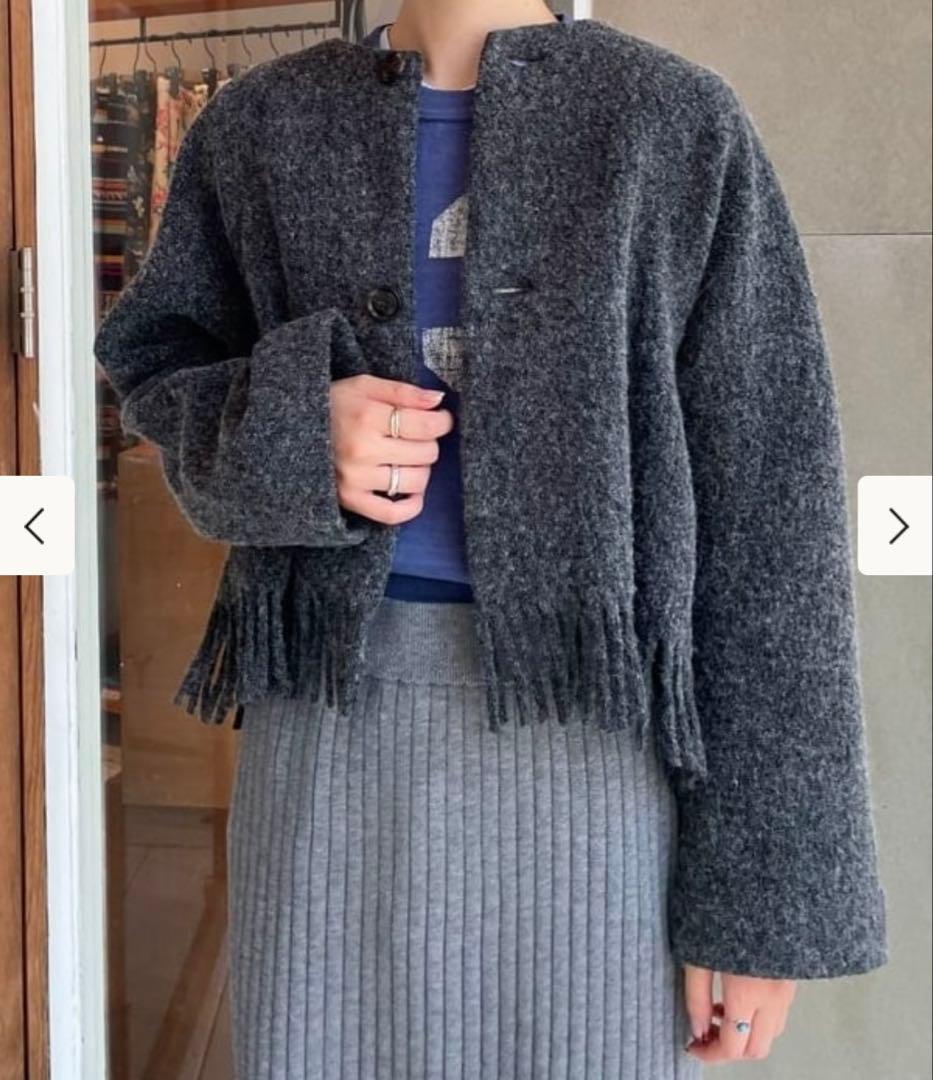 BEAMS BOY フリンジ デタッチカラー ブルゾン