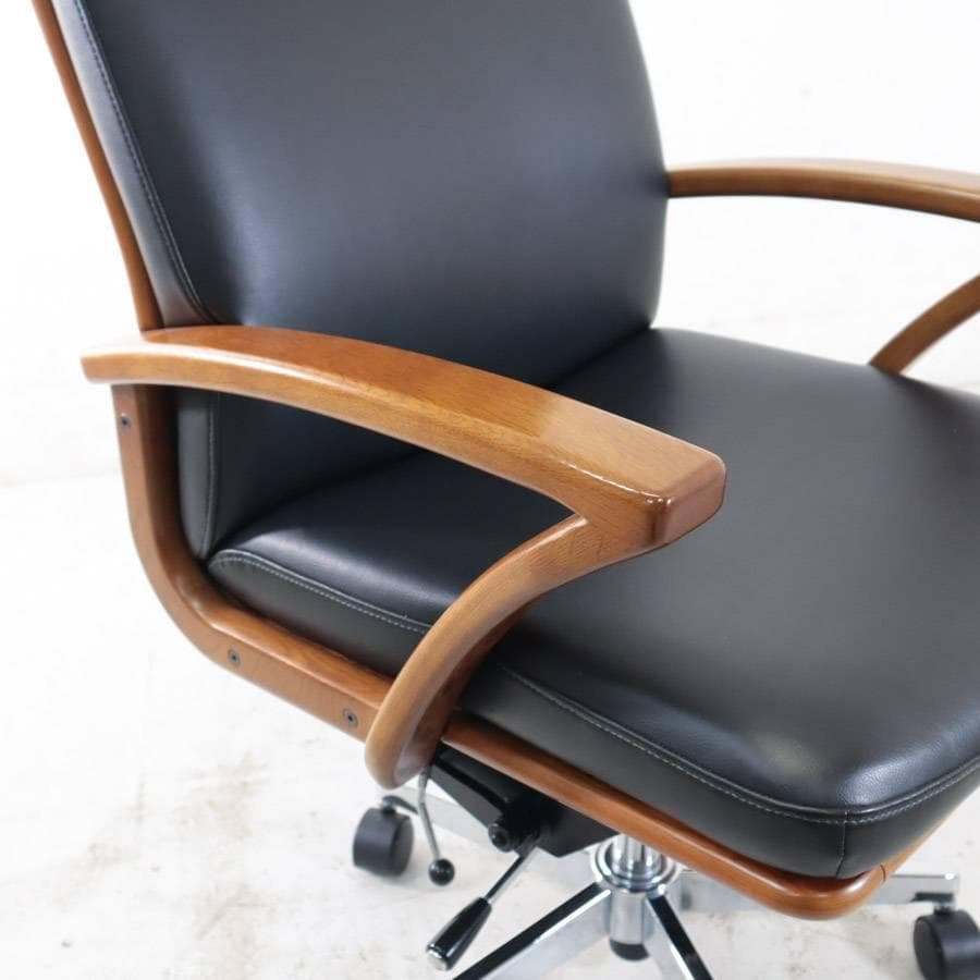 浜本工芸 ハイバック デスクチェア DSA-5800 ナラ無垢 本革レザー