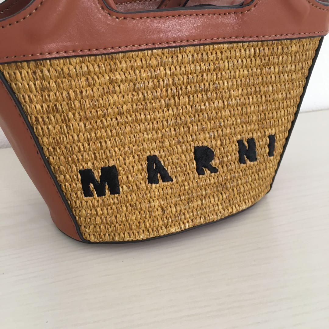 MARNI ストロー レザー かごバッグ　ミニ