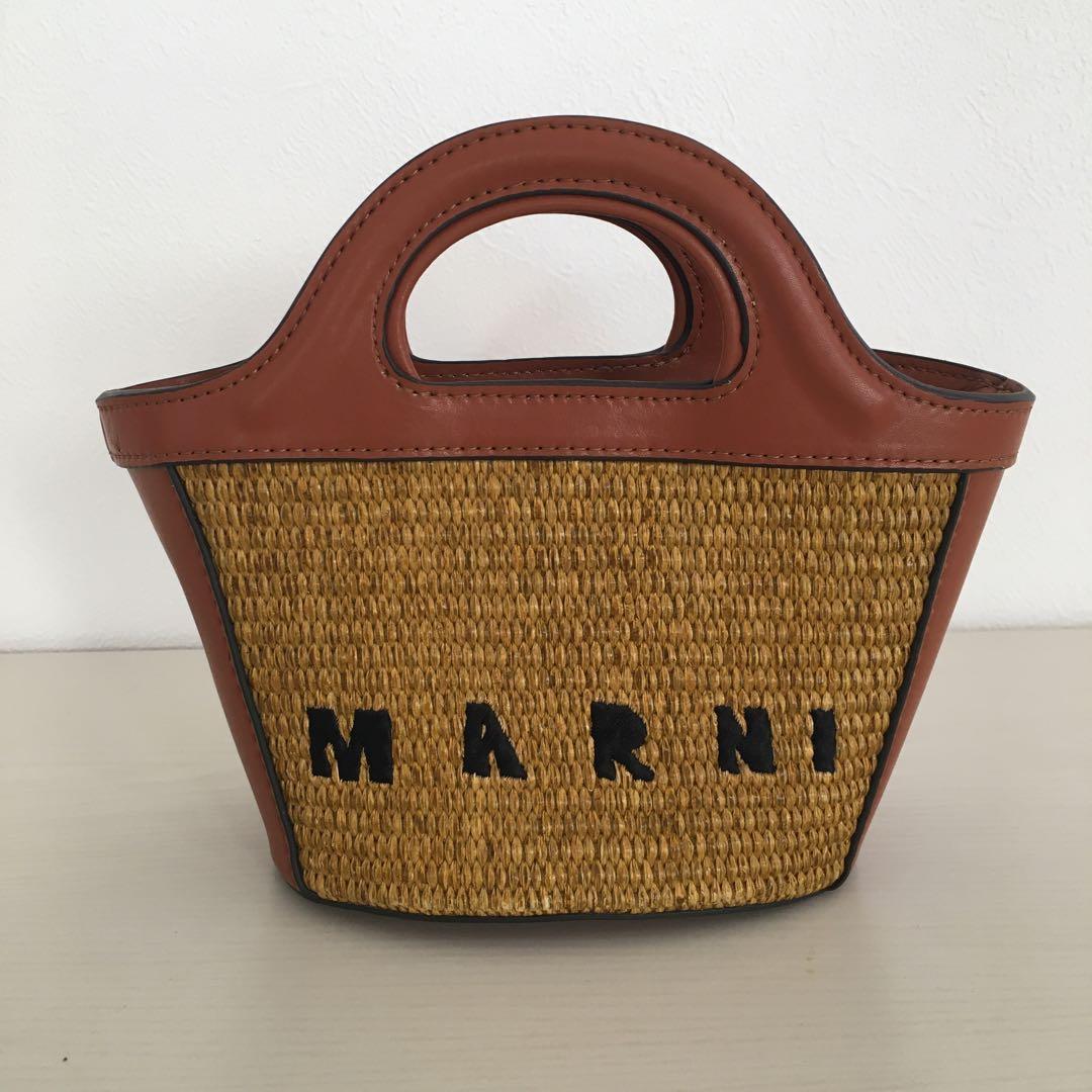 MARNI ストロー レザー かごバッグ　ミニ