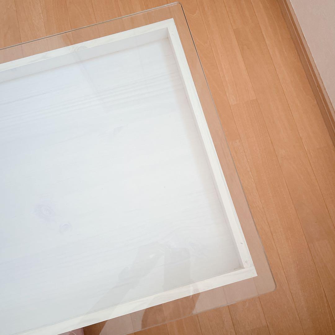 ガラステーブル 白 北欧 収納 おしゃれ テーブル 机 リビング ホワイト