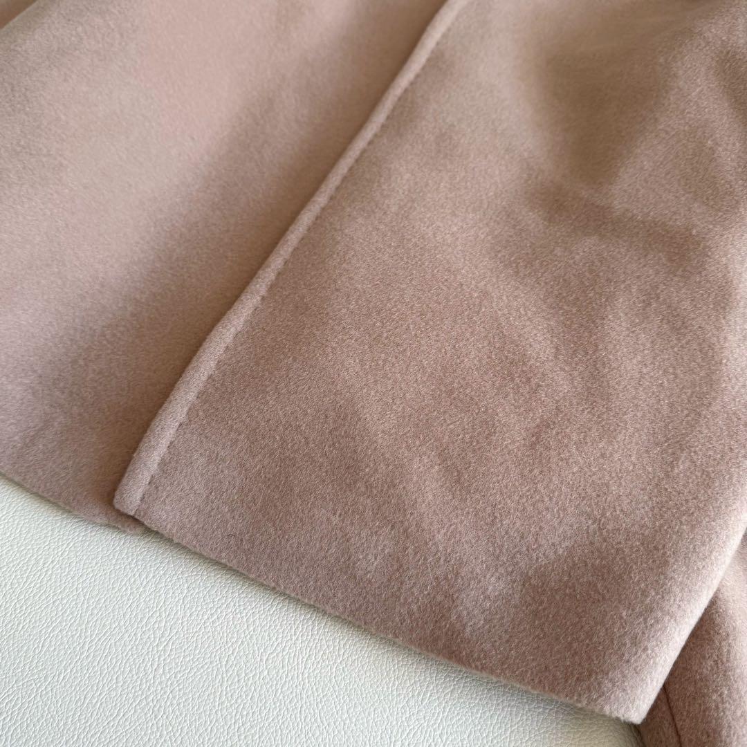 美品　アドーア　ソフトメルトンノーカラージャケット　ベージュ　38