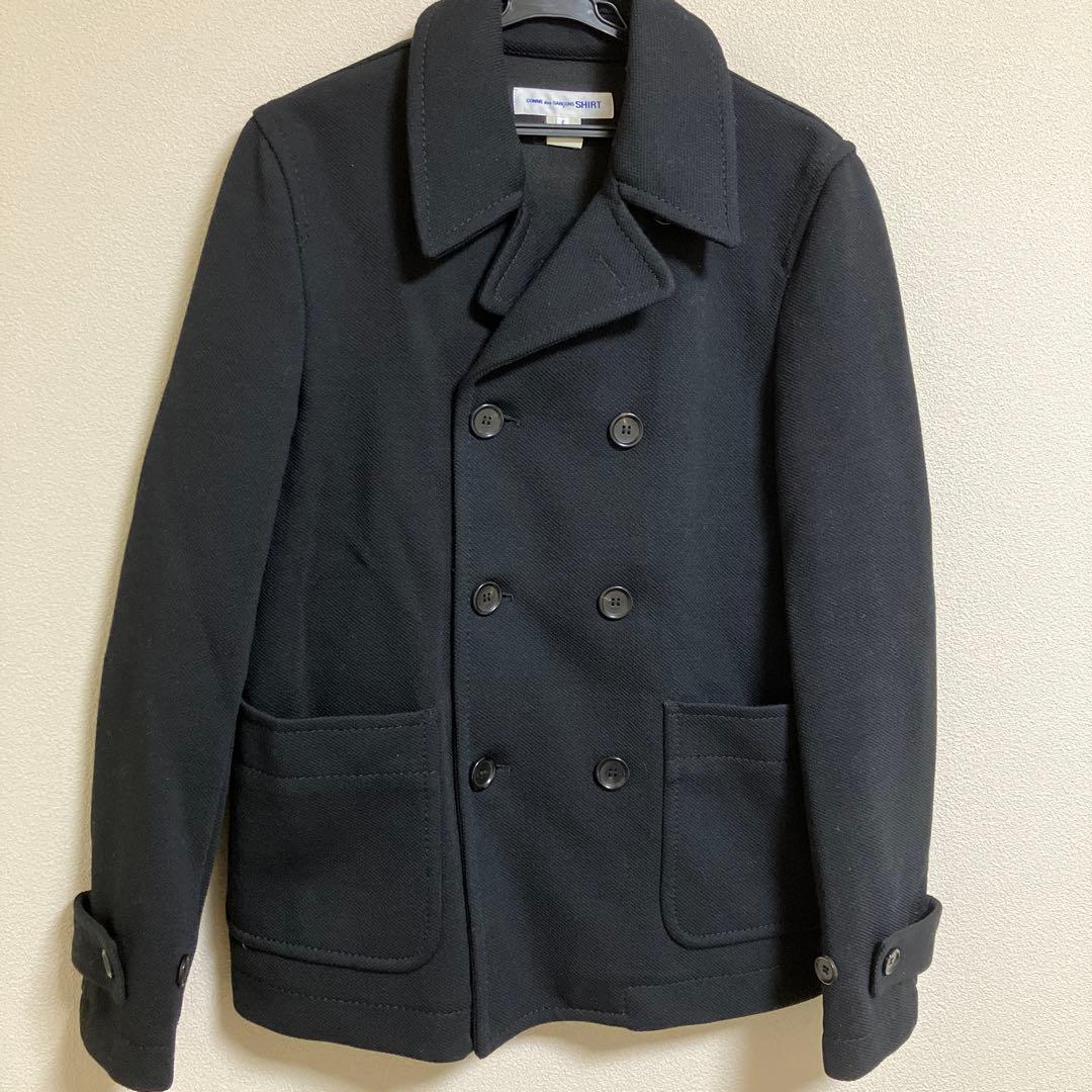 フランス製　コムデギャルソンシャツ　ブラック ピーコート ウール混紡　ショート丈