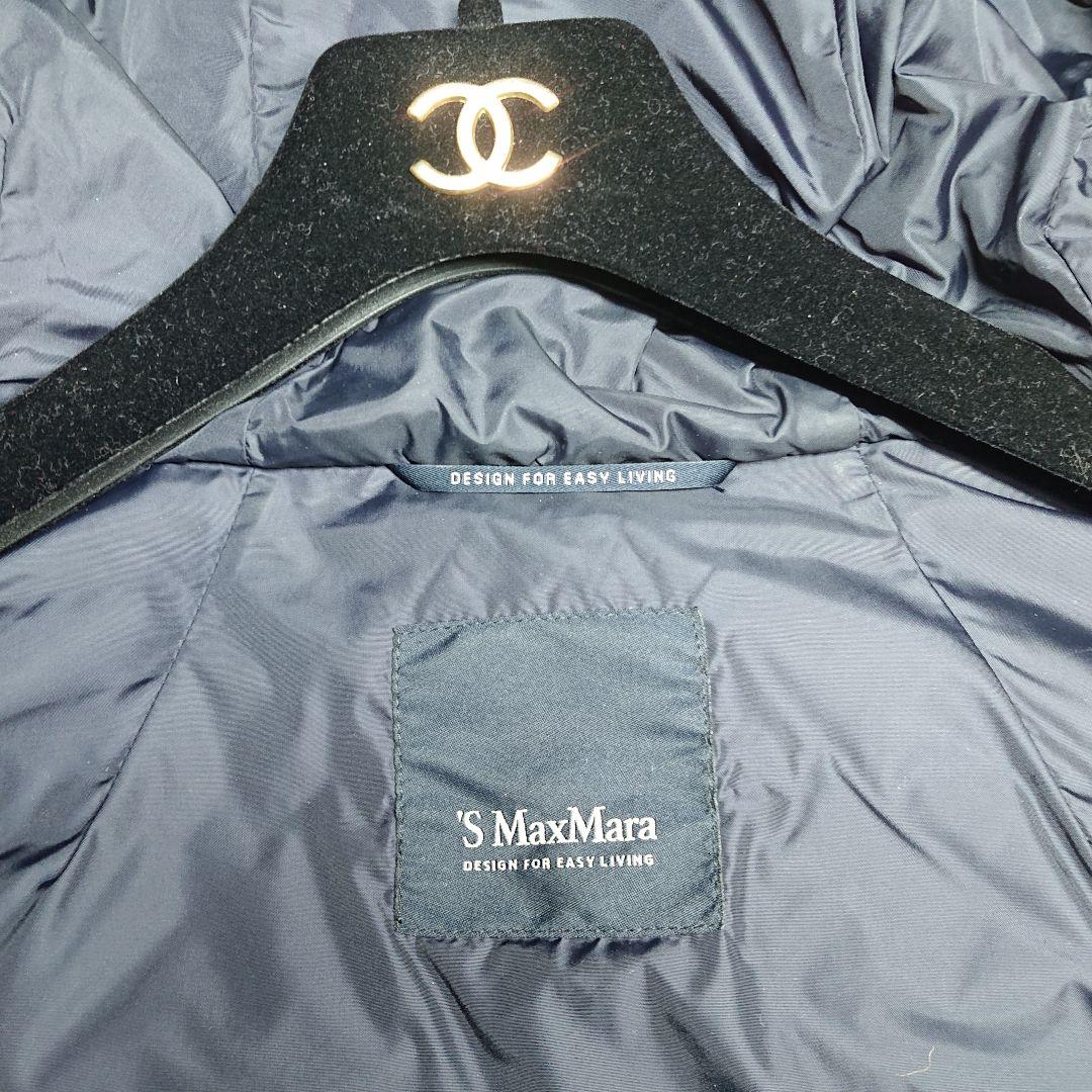 'S Max Mara ダウンベスト 最高級フォックスファー ネイビー 42