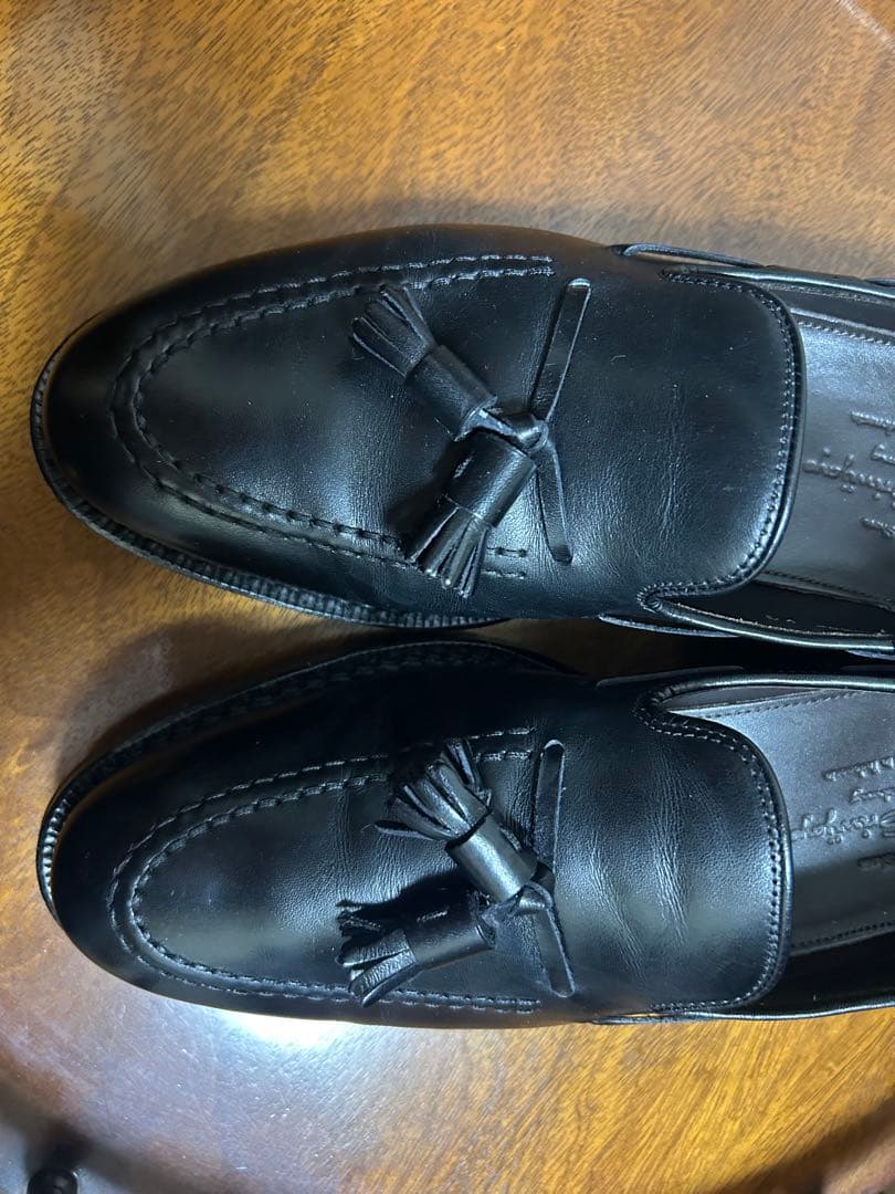 ブラックレザータッセルローファー 6½