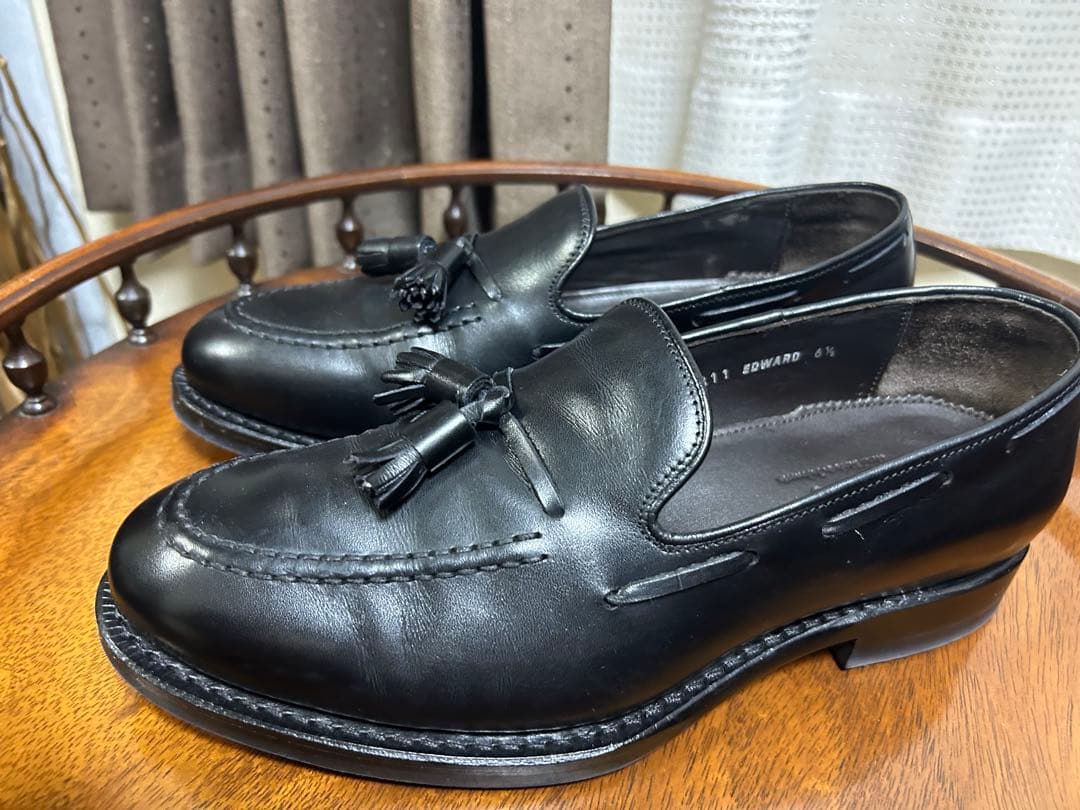 ブラックレザータッセルローファー 6½