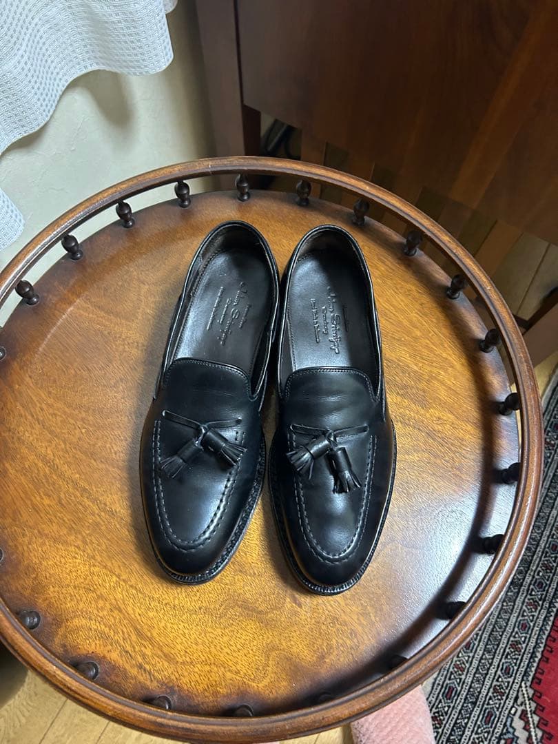 ブラックレザータッセルローファー 6½