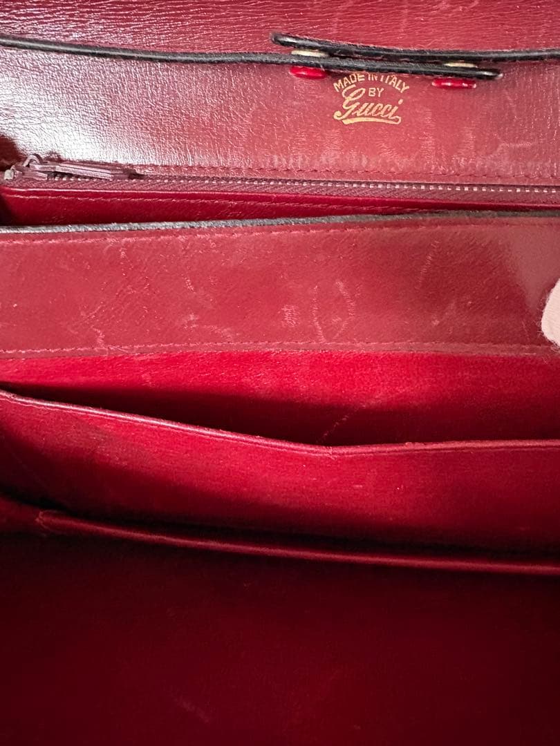 GUCCI ヴィンテージ レザーショルダーバッグ 赤