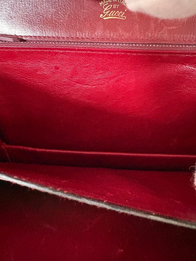 GUCCI ヴィンテージ レザーショルダーバッグ 赤