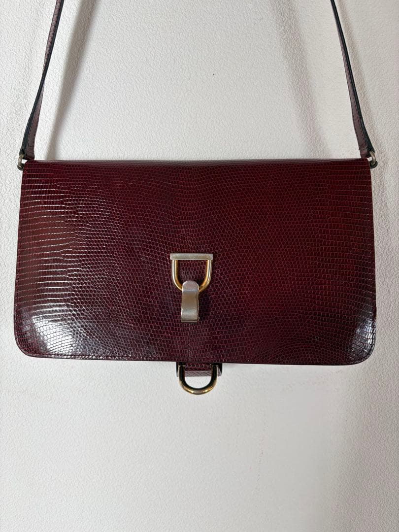 GUCCI ヴィンテージ レザーショルダーバッグ 赤