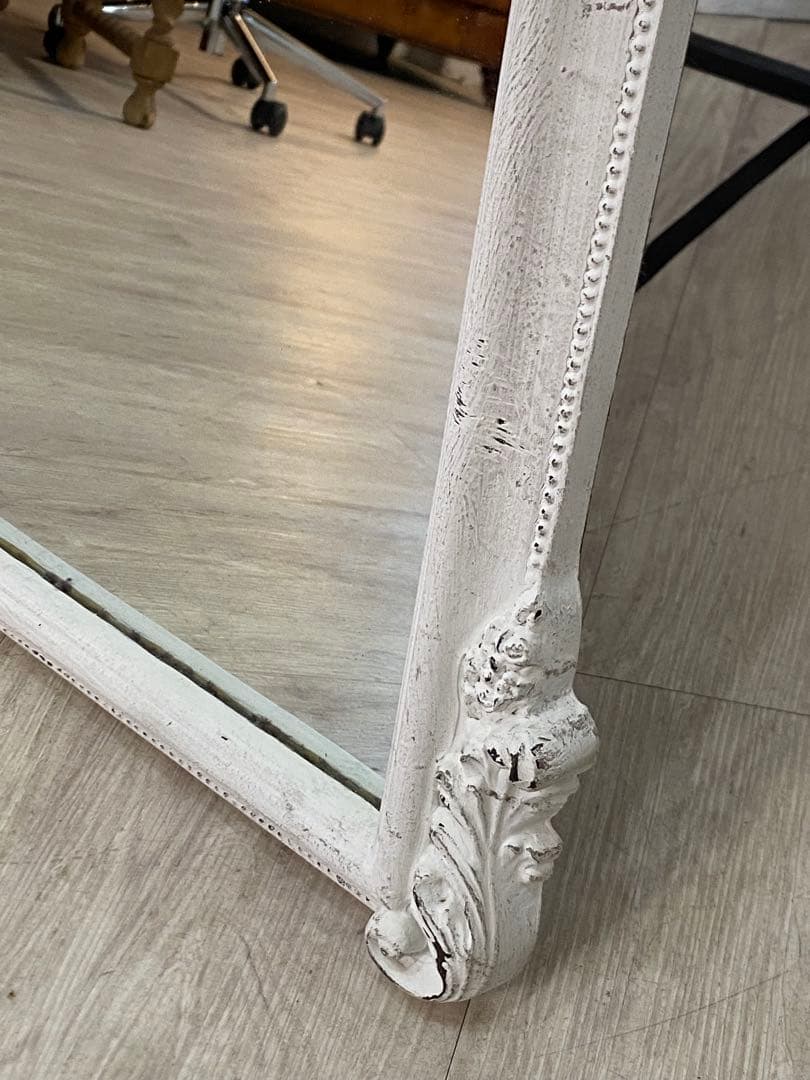 【東京都内23区配送無料】アンティーク　ジャビー　ホワイト　スタンドミラー　鏡