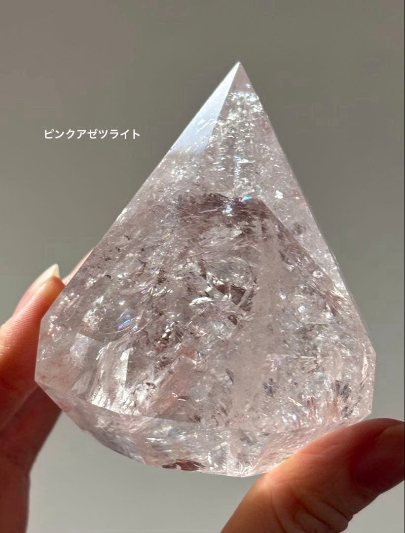 ラスト　高品質　ピンククォーツ　ピンクアゼツライトBIGダイヤモンド　スタンド付