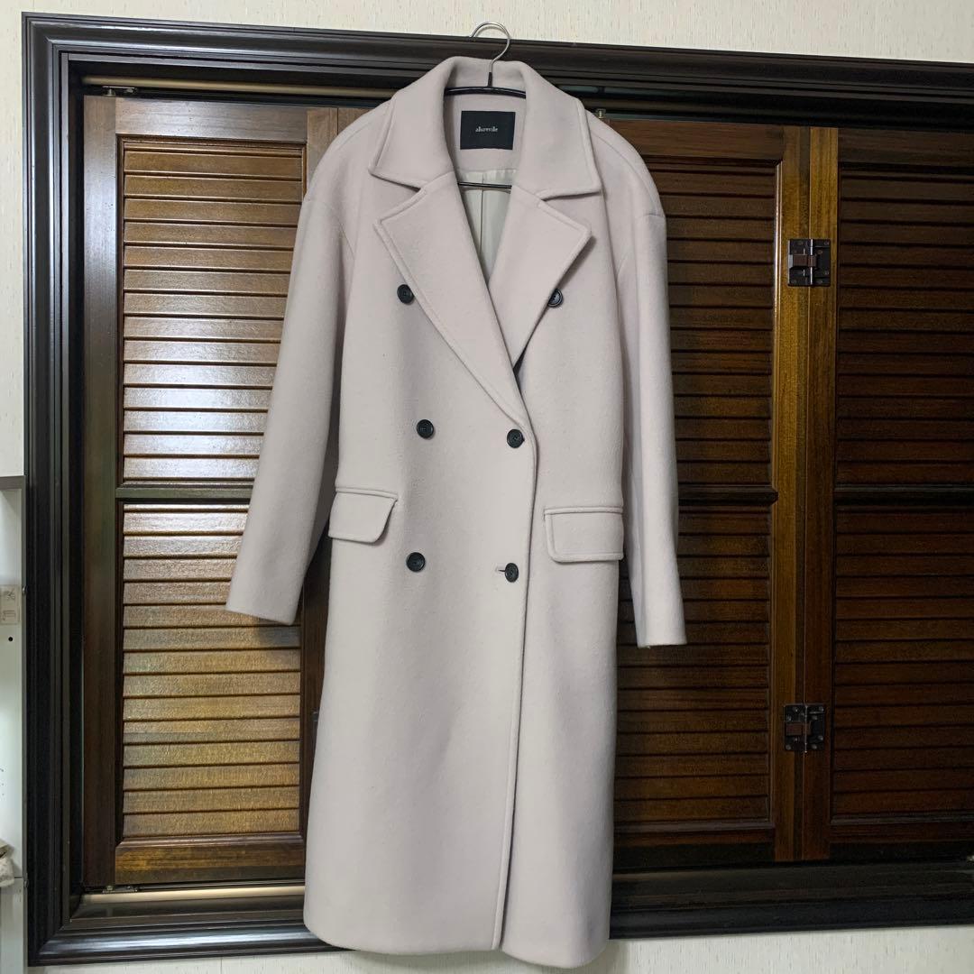 美品　アルアバイル　ダブルブレストコート　ウール　ロング　ピンク