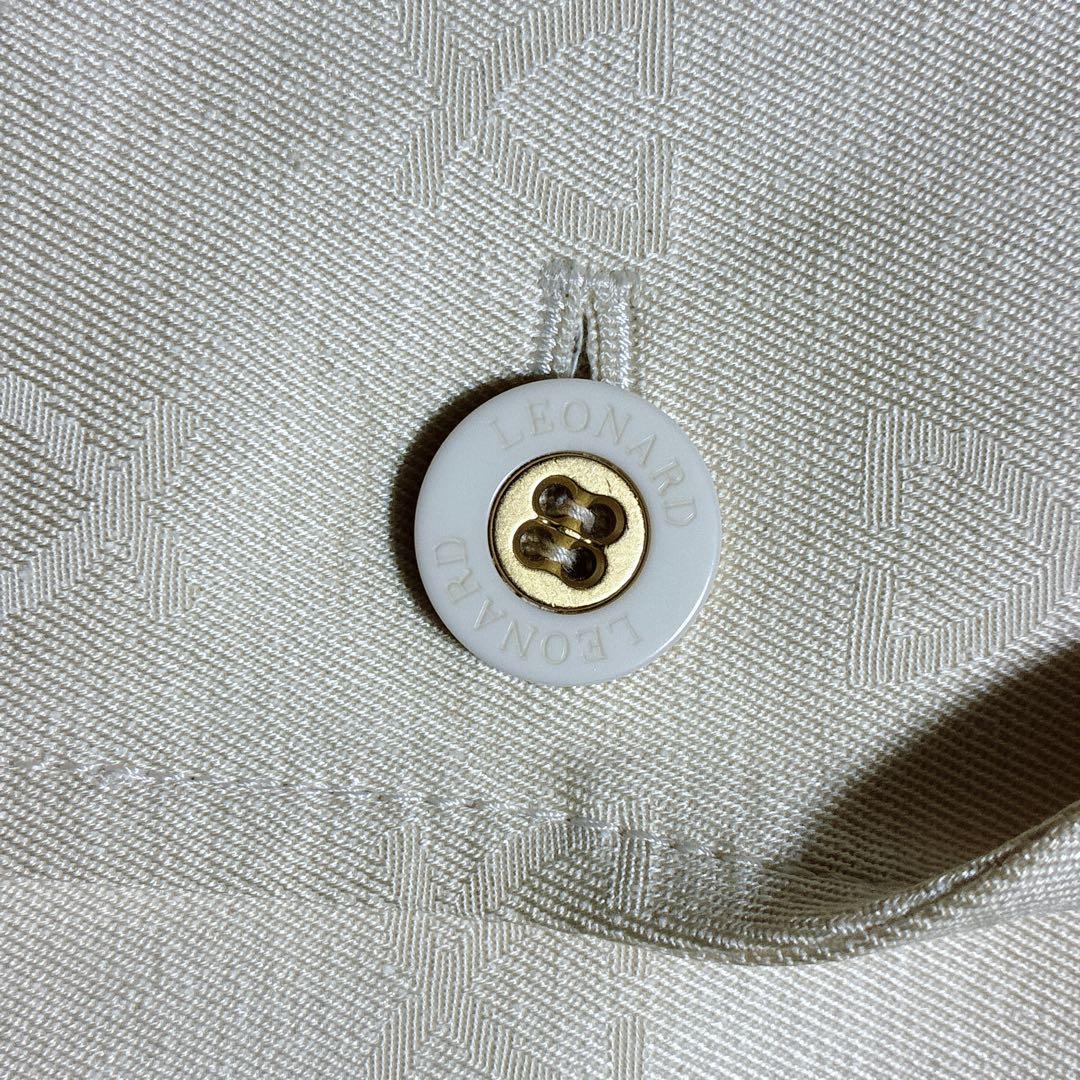 良品⭐️レオナール　テーラードジャケット　ロゴ刺繍　トリム　シルク100% 11号