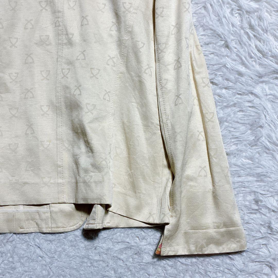 良品⭐️レオナール　テーラードジャケット　ロゴ刺繍　トリム　シルク100% 11号