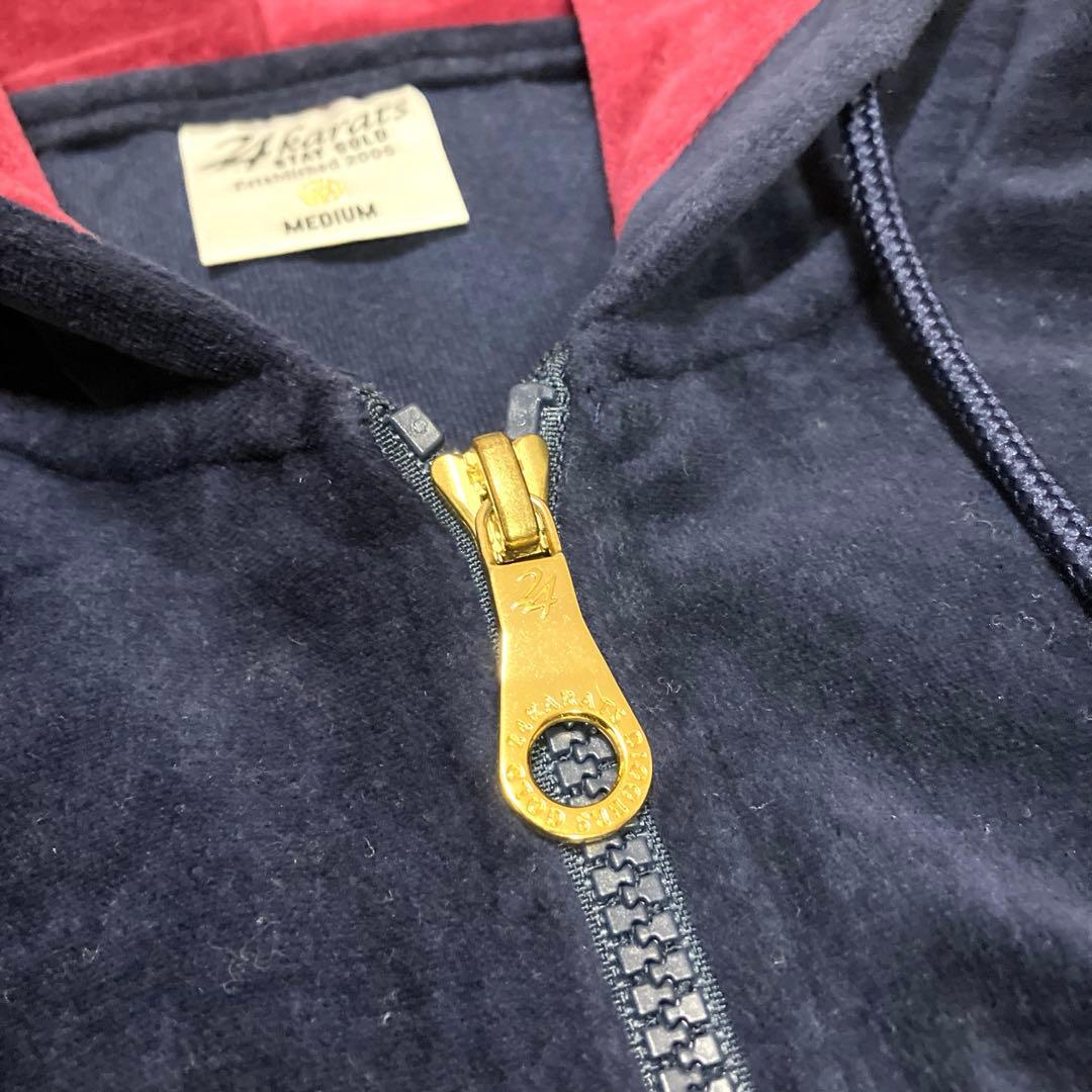 24karats ベロアジャージ セットアップ ネイビー　ワインレッド　Mサイズ