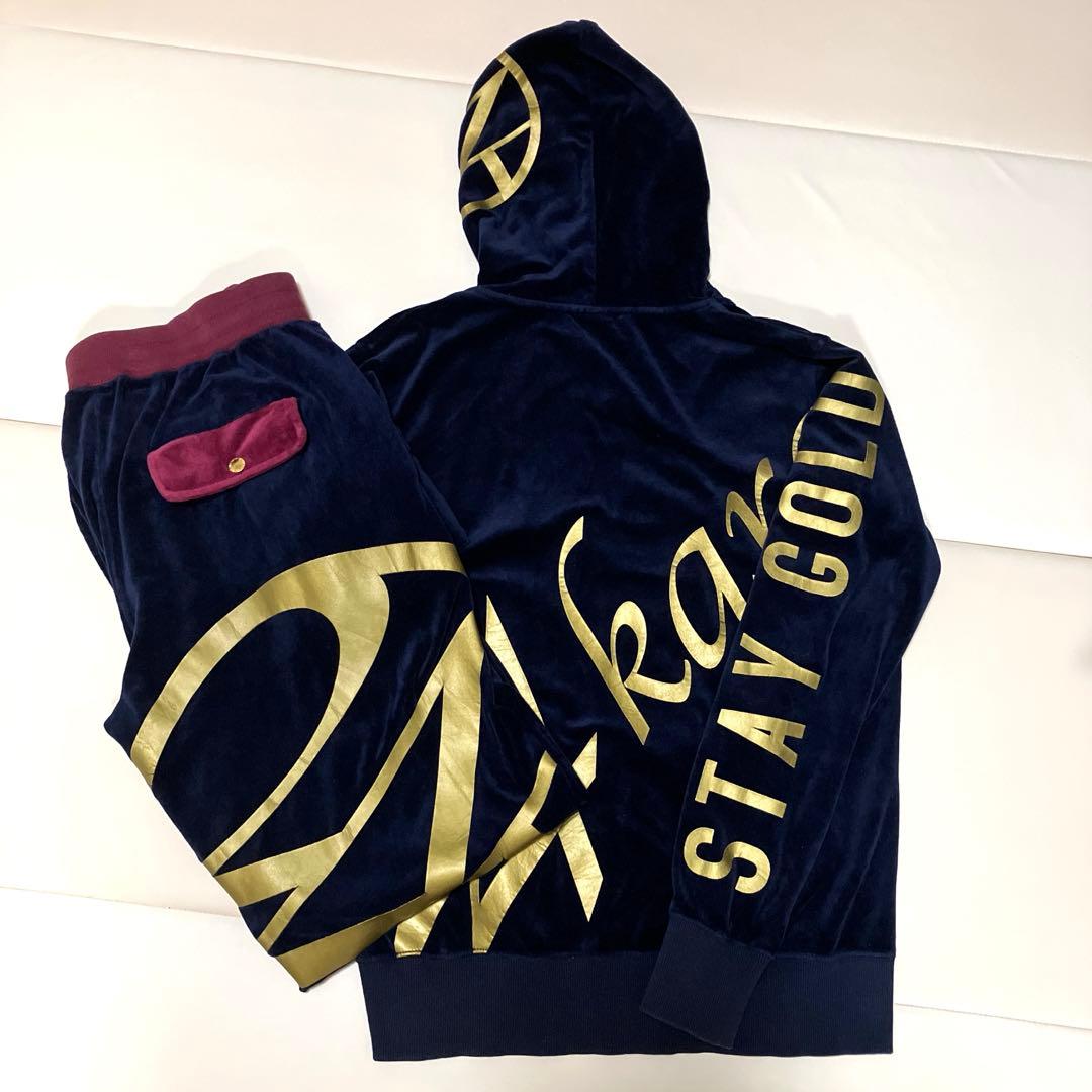 24karats ベロアジャージ セットアップ ネイビー　ワインレッド　Mサイズ