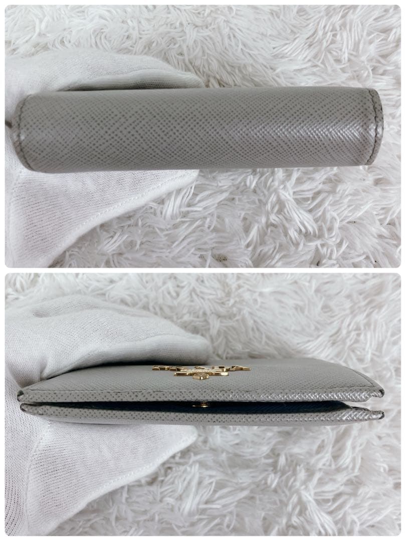 付属完備✨プラダ　折り財布　1MV204 サフィアーノ　グレー　ブルー　FRID