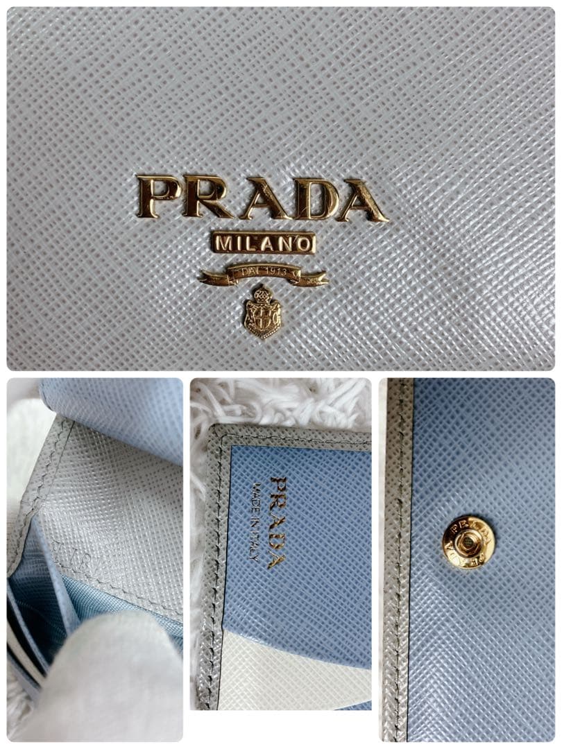 付属完備✨プラダ　折り財布　1MV204 サフィアーノ　グレー　ブルー　FRID