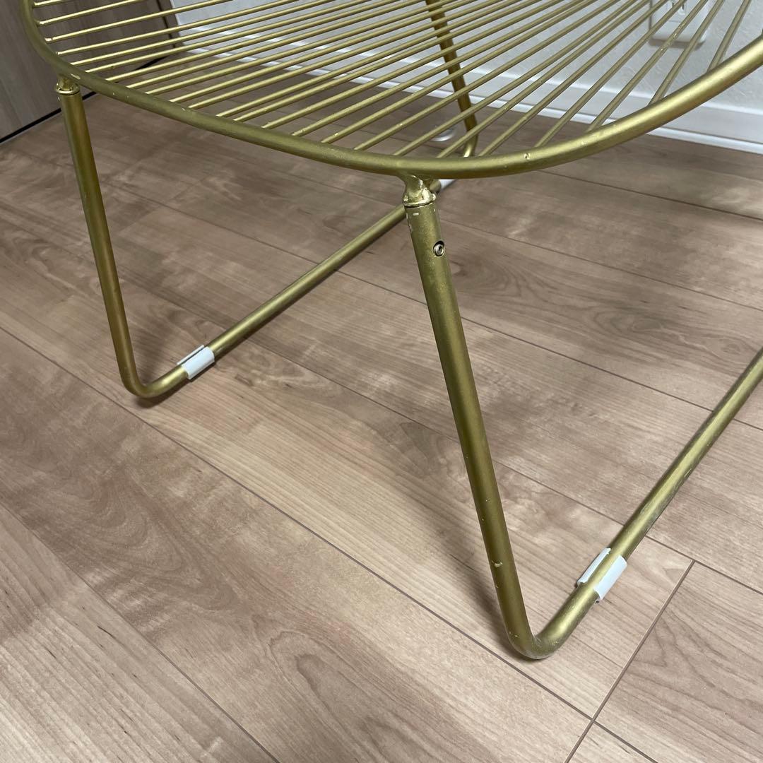 アンティーク調スチールワイヤーチェアー　ゴールド