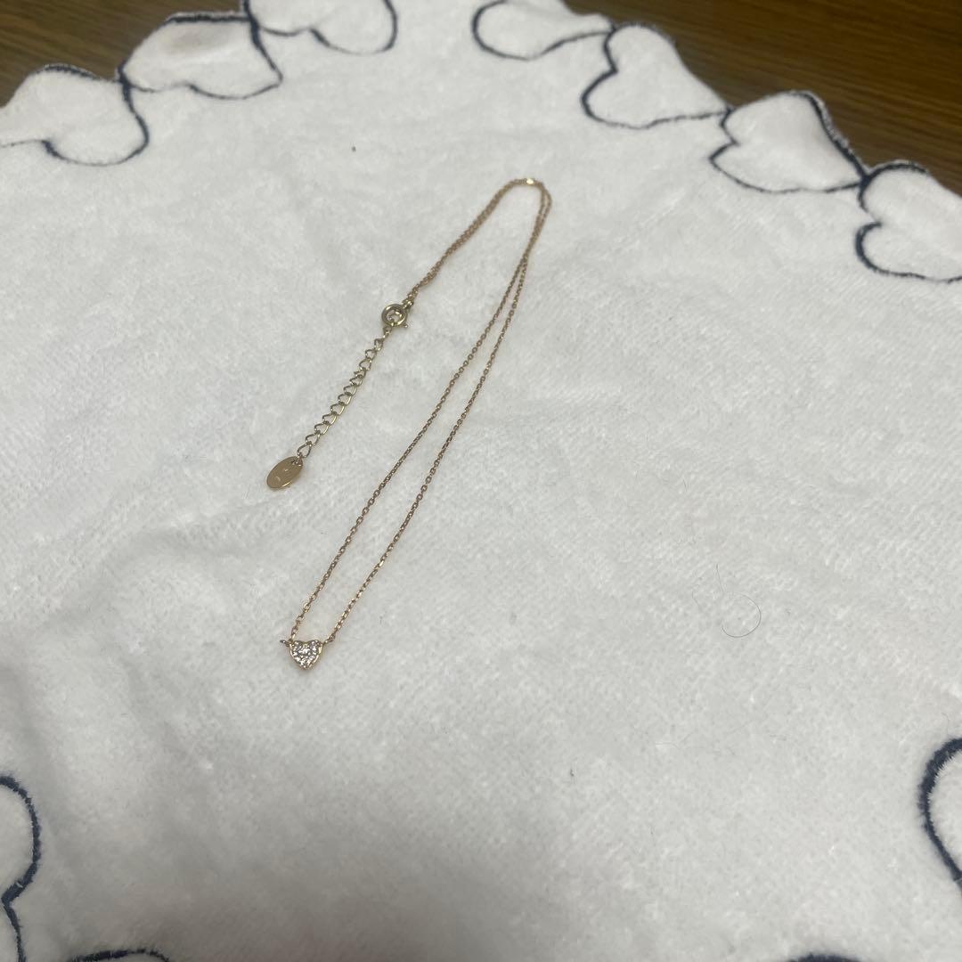 ４℃　ネックレス　ハート　ダイヤ k10 リバーシブル