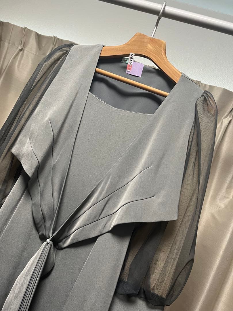 【ピーナッツ】冬用：クロスデザインブラウスセットドレス(結婚式)