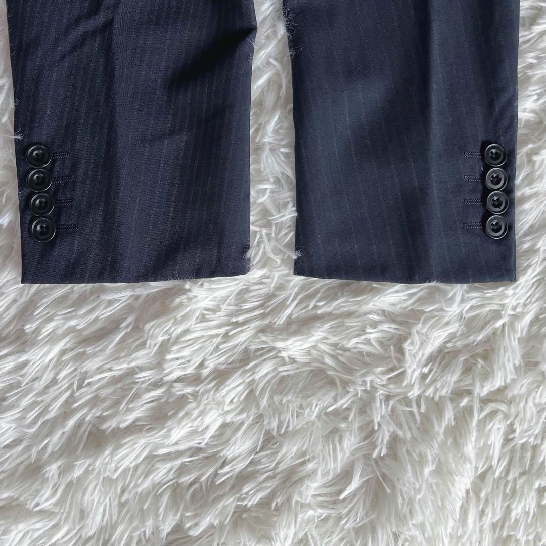 極美品✨五大陸　ピーター ジョンストン　スリーピーススーツ　ネイビー　ストライプ