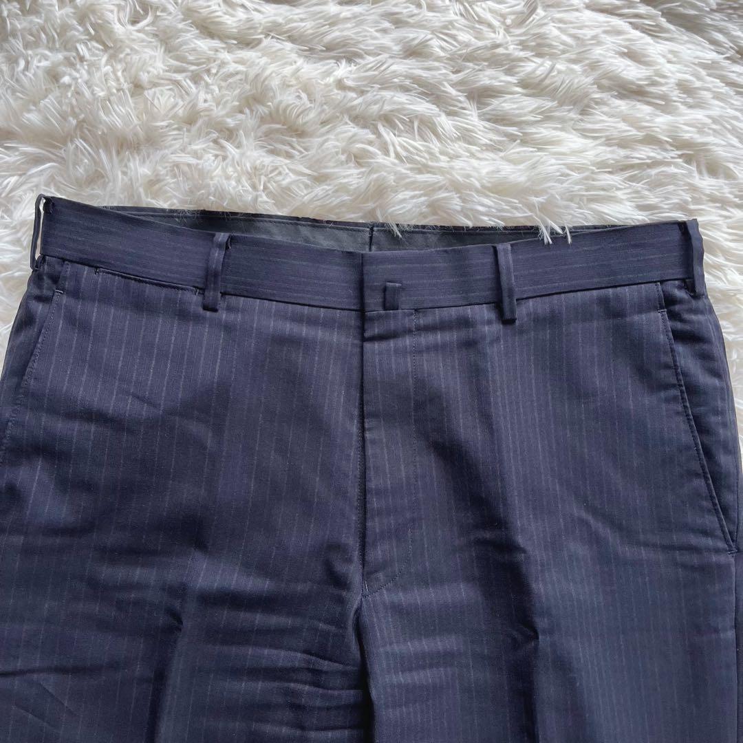 極美品✨五大陸　ピーター ジョンストン　スリーピーススーツ　ネイビー　ストライプ