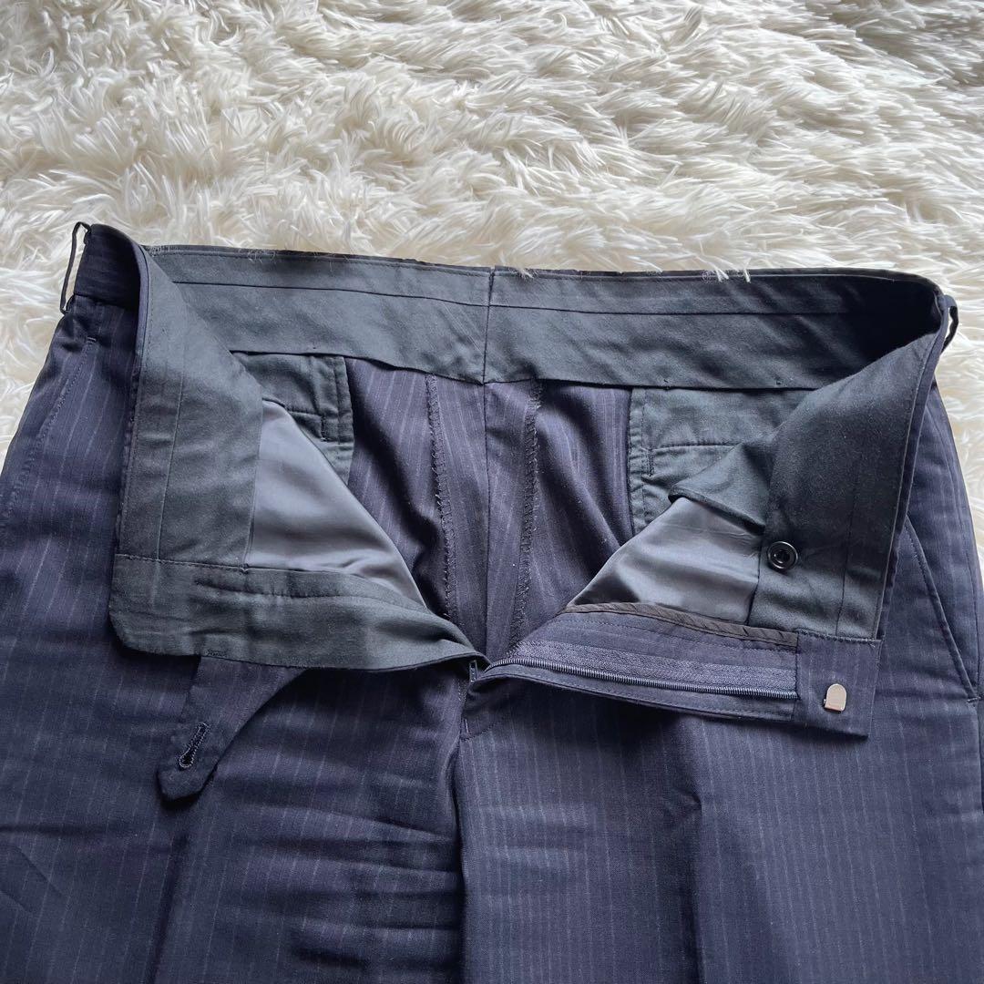 極美品✨五大陸　ピーター ジョンストン　スリーピーススーツ　ネイビー　ストライプ