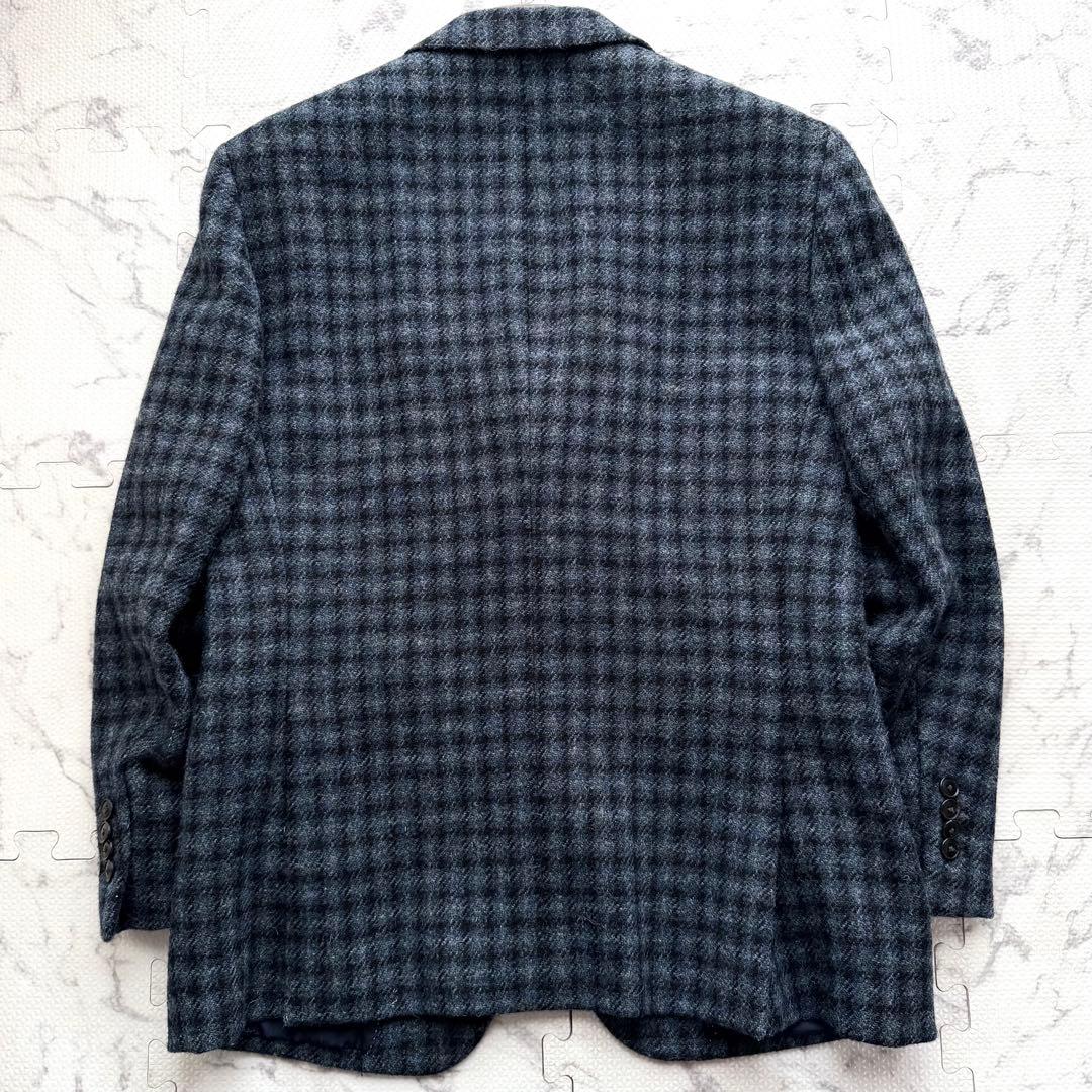 美品✨ハリスツイード×ルシック 千鳥格子柄 テーラードジャケット ネイビー系