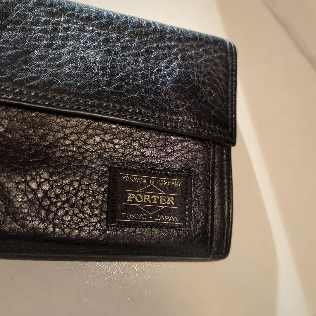 美品PORTER 二つ折り財布 ブラック
