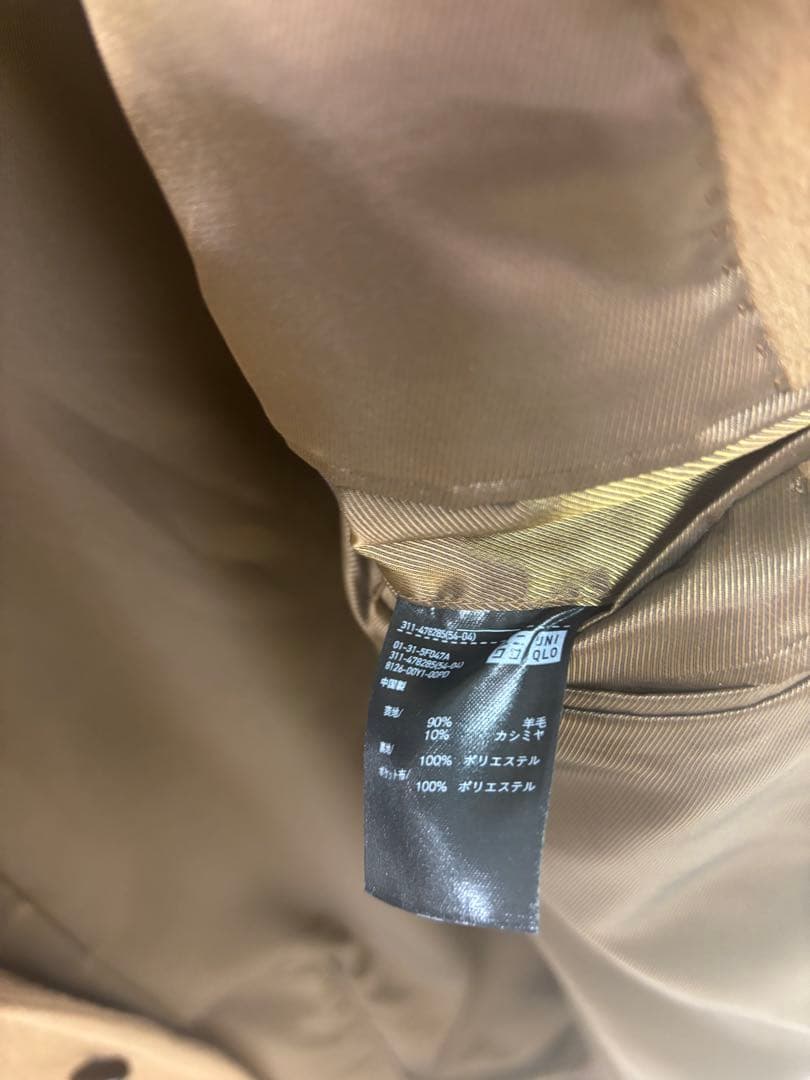 ユニクロ　ウールカシミヤチェスターコート　　ブラウン　XL