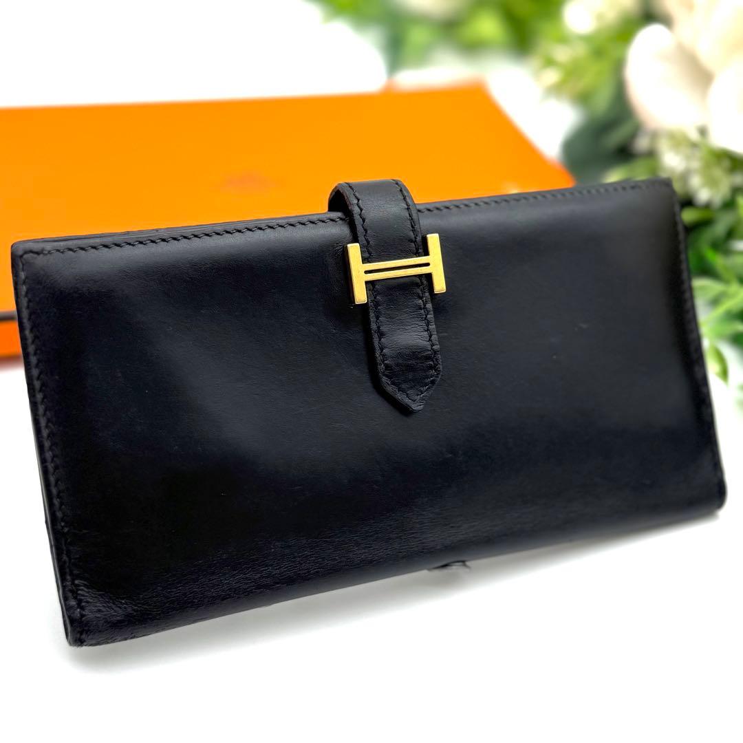 極上美品✨HERMES エルメス べアン カーフ ブラック 財布 P26