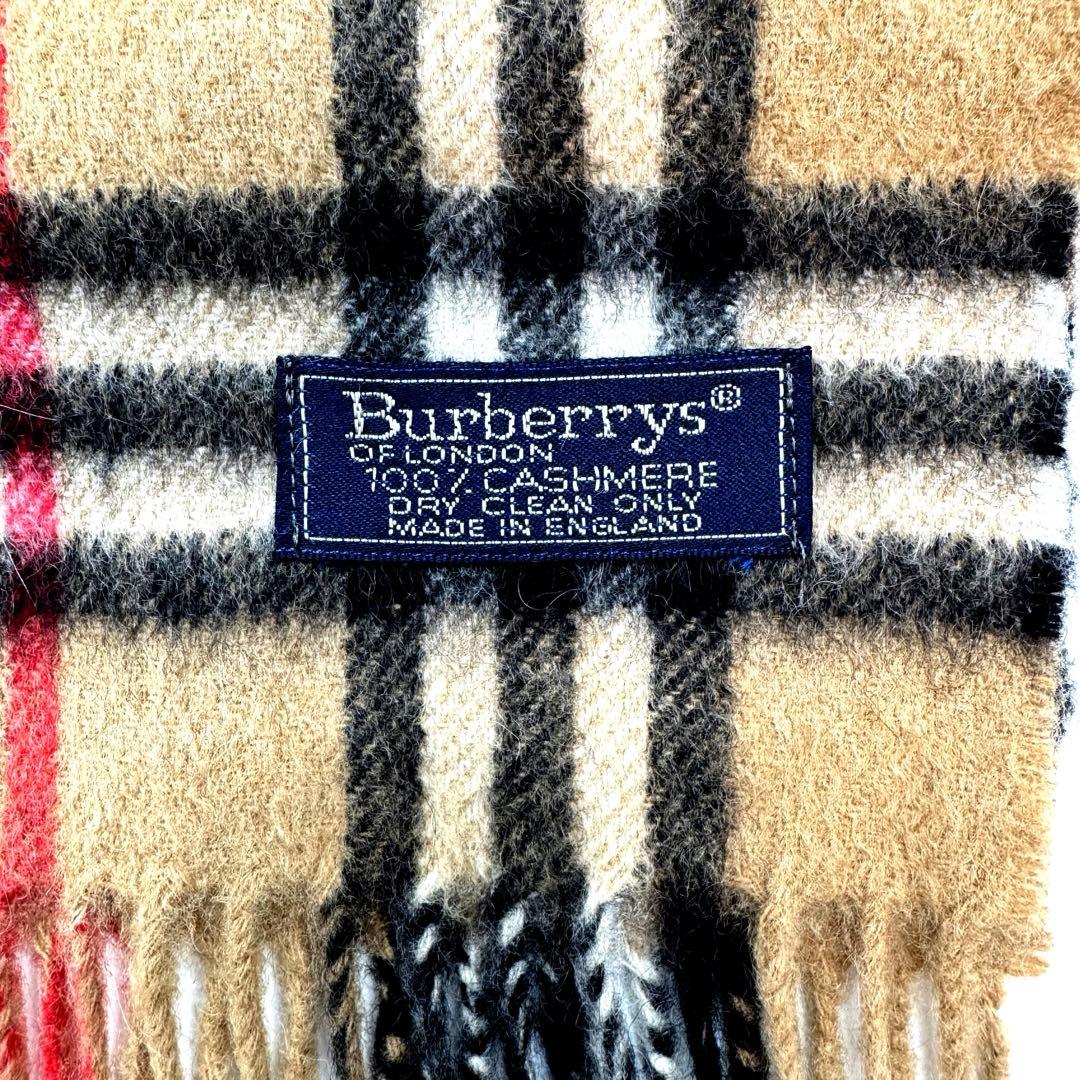 未使用級バーバリーズ カシミヤ100% 英国製 マフラー ノバチェック ベージュ