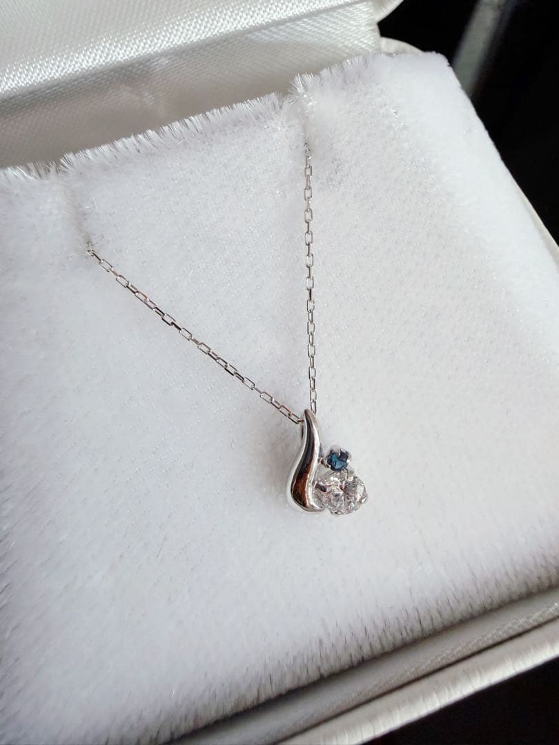 ❀*り様 TEKE-UP シンプルしずくネックレスWG ホワイトゴールド サファ