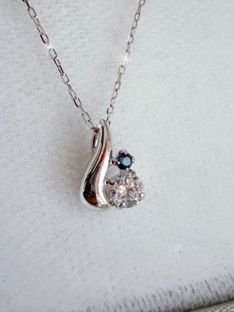 ❀*り様 TEKE-UP シンプルしずくネックレスWG ホワイトゴールド サファ