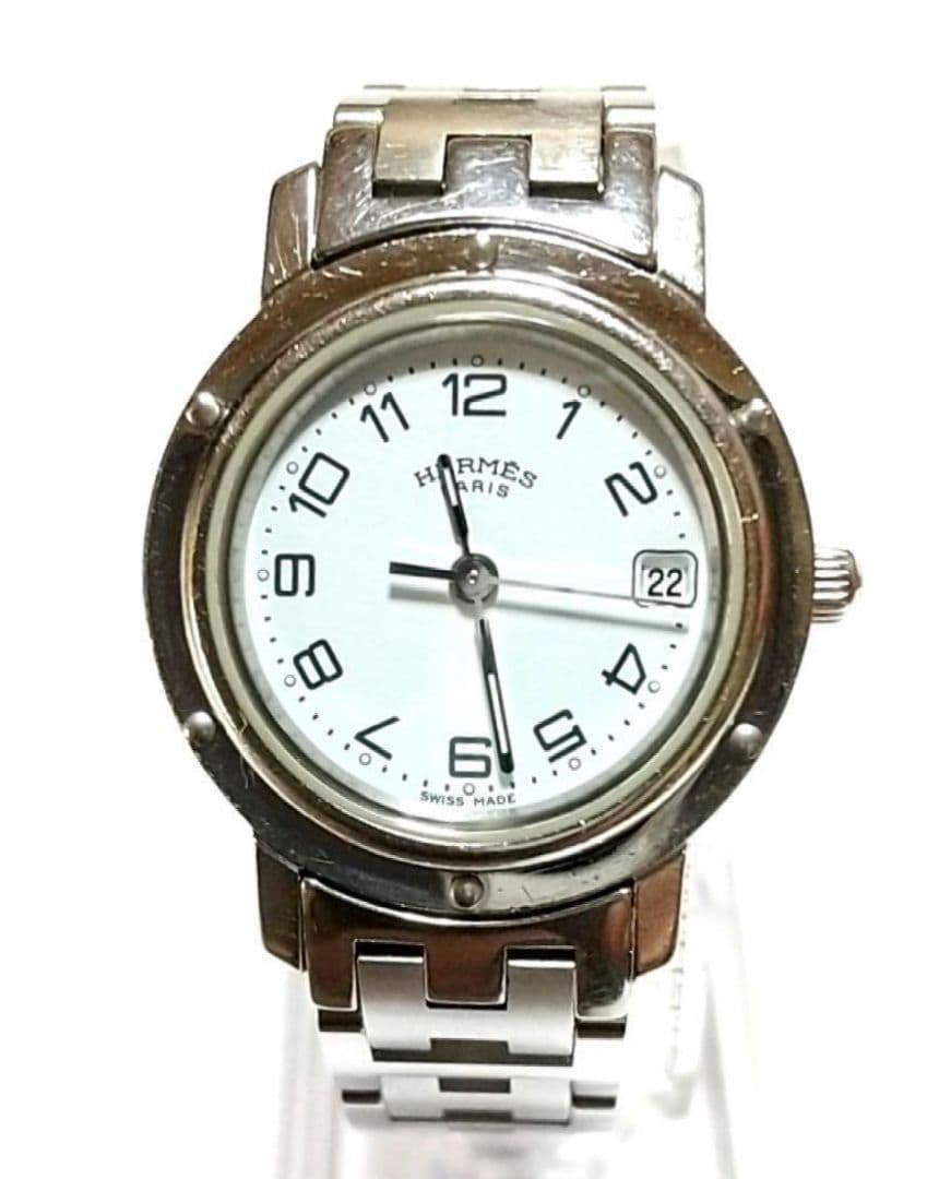 エルメス クリッパー CL4.210 観音開きバックル ホワイト レディース