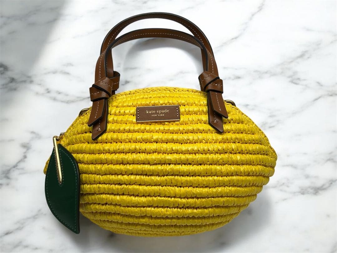 kate spade イエロー レモンドロップ　かごバッグ