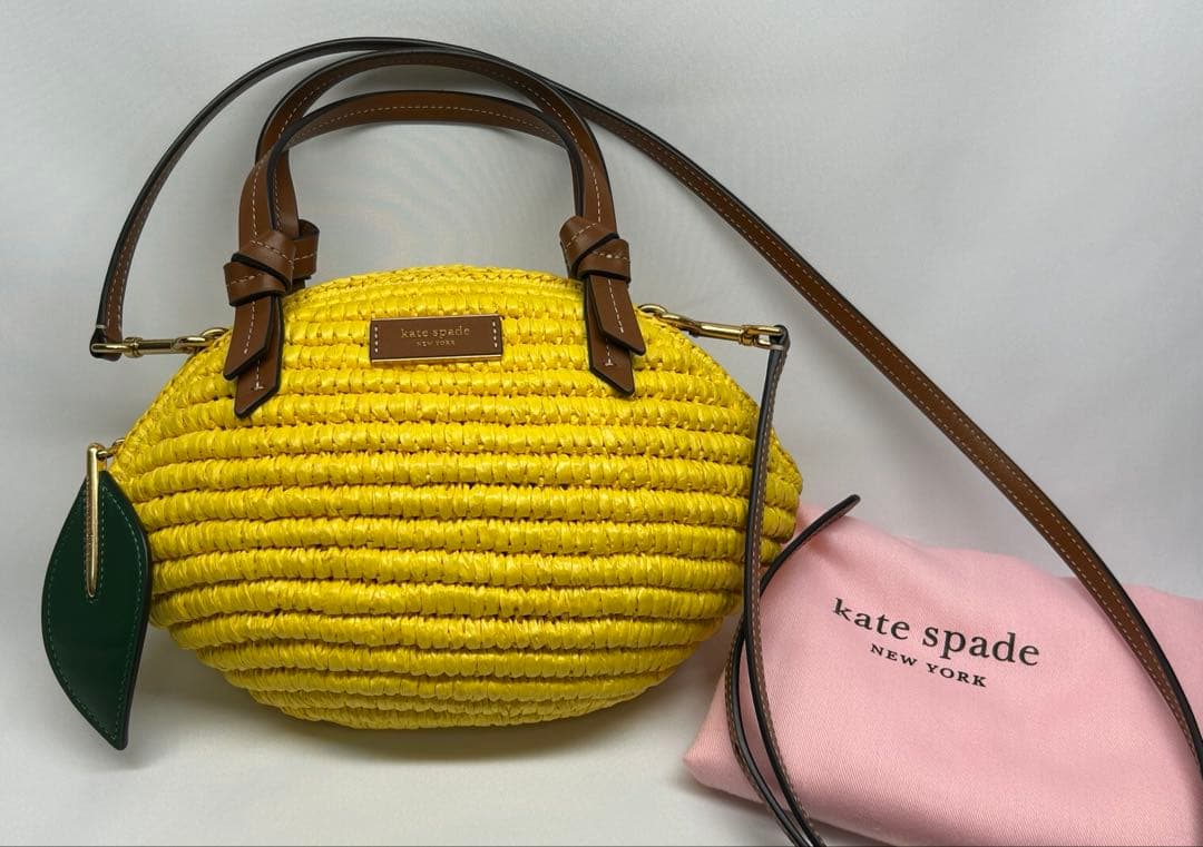 kate spade イエロー レモンドロップ　かごバッグ