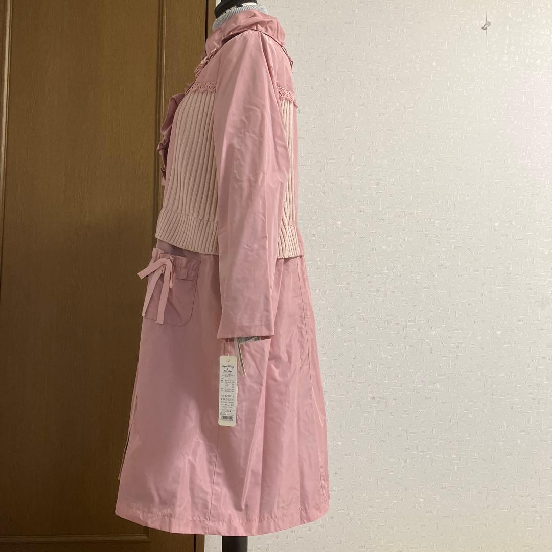 スーパービューティー☆44☆新品タグ付きニット切り替え裏付きロングコート