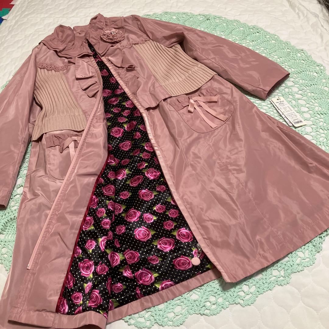 スーパービューティー☆44☆新品タグ付きニット切り替え裏付きロングコート