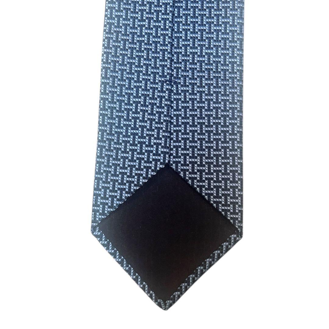 【美品★近年モデル】HERMES ネクタイ H柄 ジオメトリカル ネイビー
