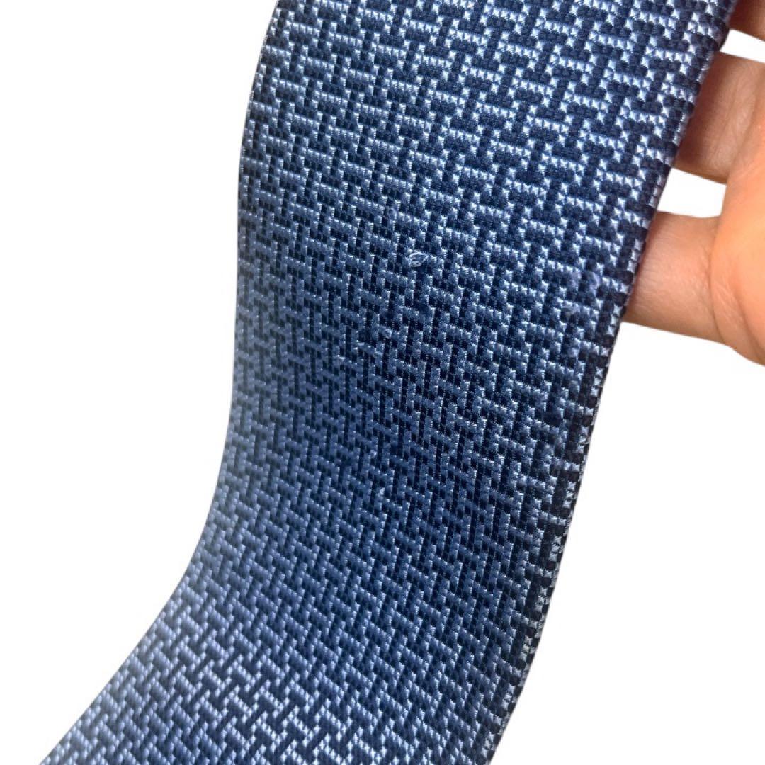 【美品★近年モデル】HERMES ネクタイ H柄 ジオメトリカル ネイビー