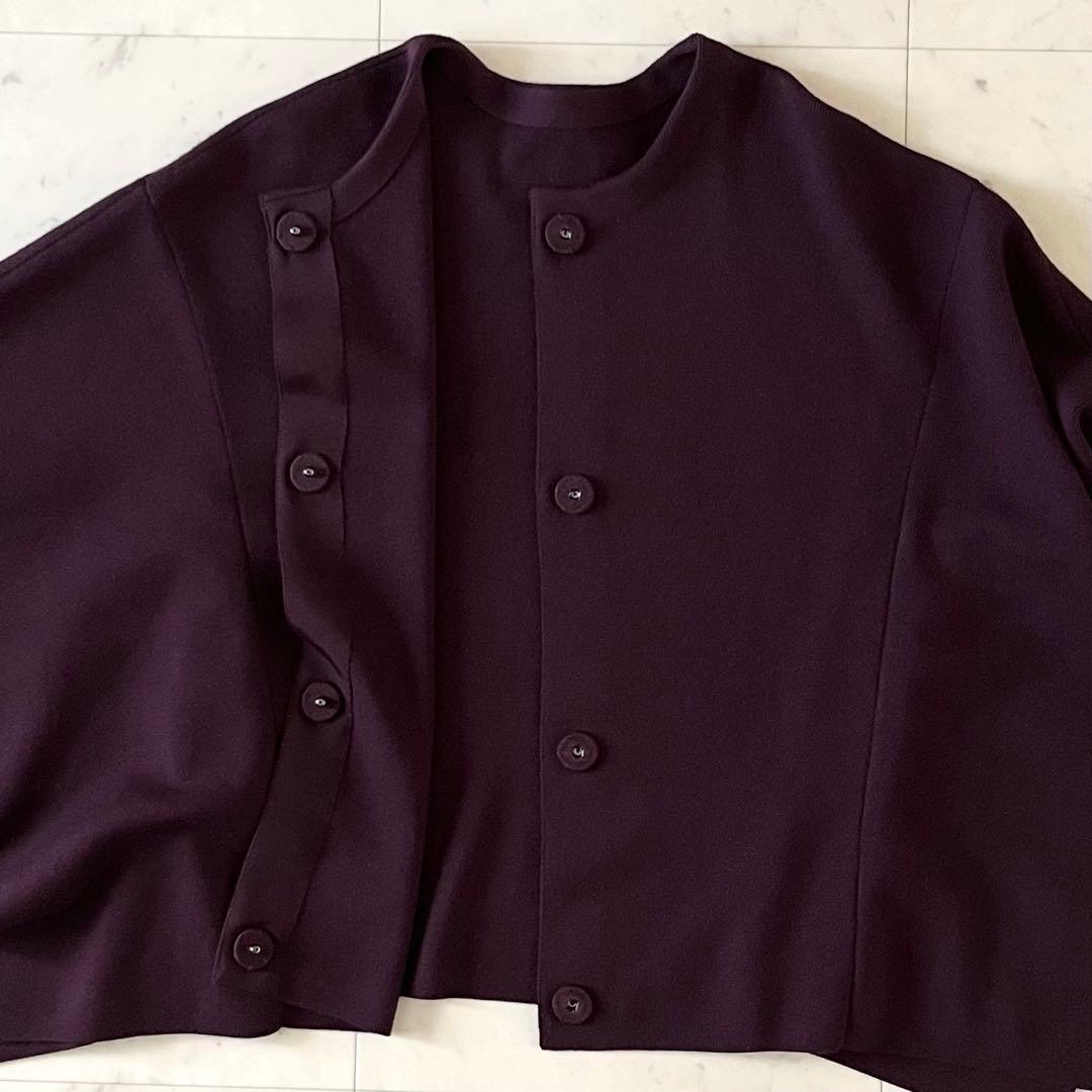 美品♪ADORE アドーア ウールニットポンチョ 38 パープル系 7分袖